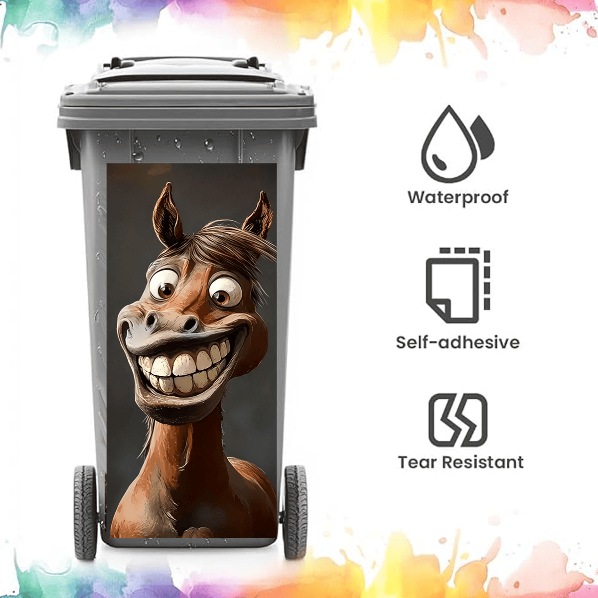 Creative Trash Can Sticker with Colourful Cartoon