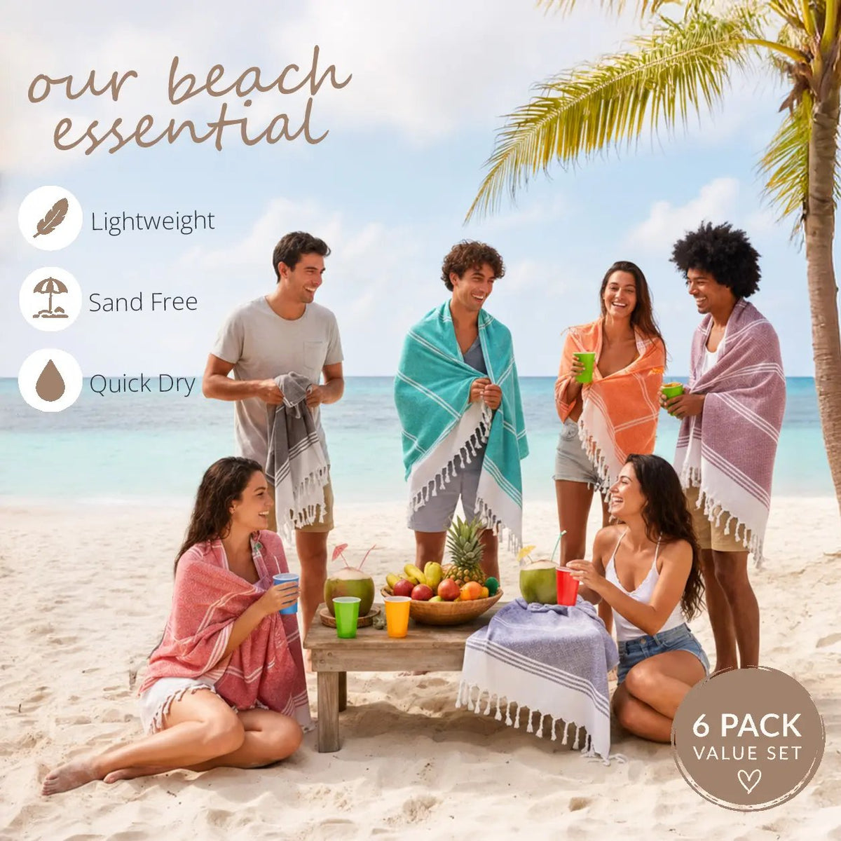 Summer Lightweight XL Flat-Weave Beach Towel