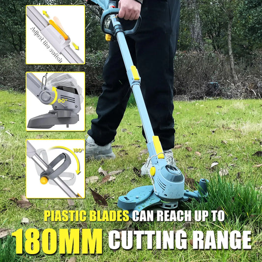 2026 Upgraded Cordless Grass Trimmer with 3 Cutting Heads