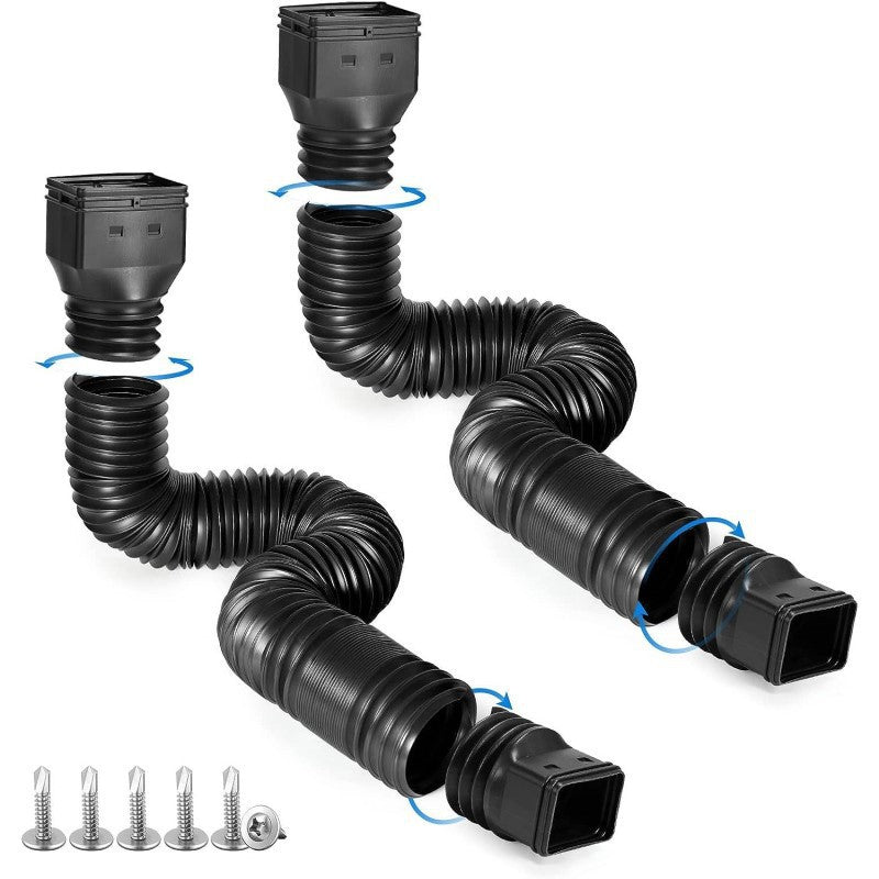 Universal Flexible Gutter Downspout Extension Set (2-Pack) 1.5M Foundation Protection