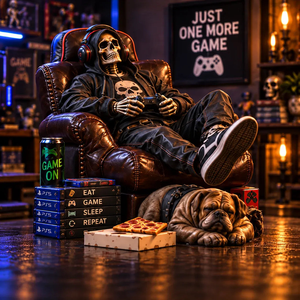 Bad to the Bone 6 Dark Humor Skeleton Collectibles for Men, Man Cave Decor & Unique Gifts