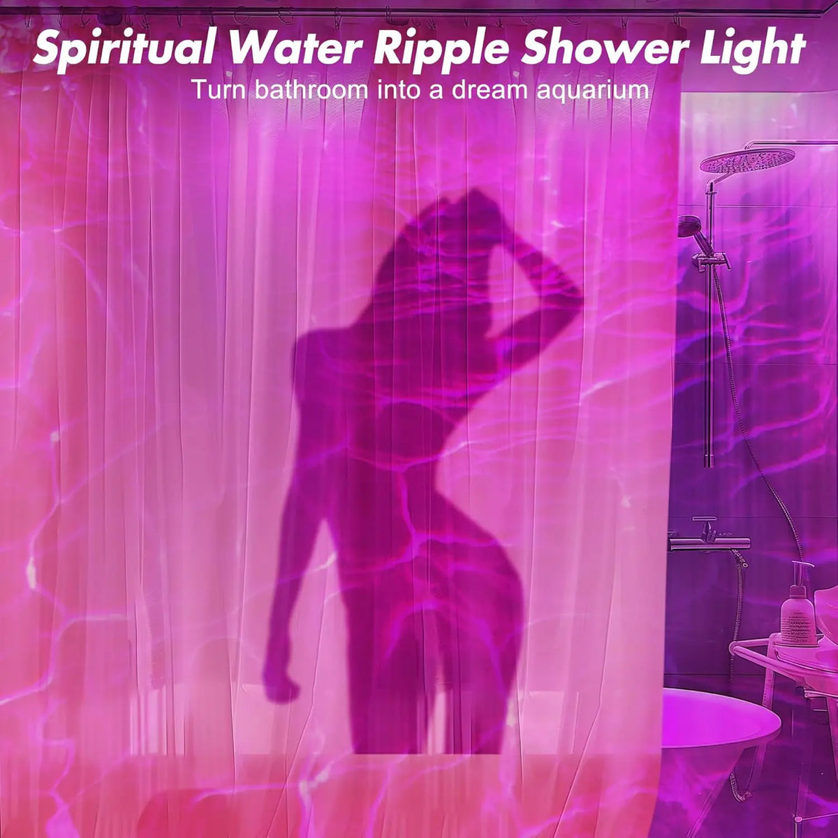Rechargeable Waterproof Shower Light 16 Colors Ocean Wave Projector with Remote