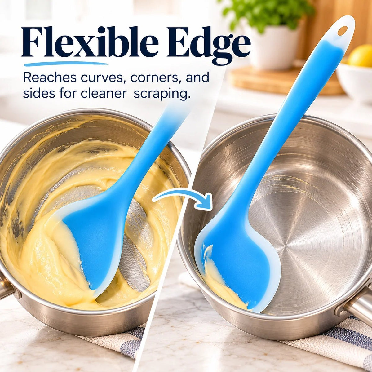 2-in-1 Silicone Scraper Spoon Flexible Edge for Easy Scooping