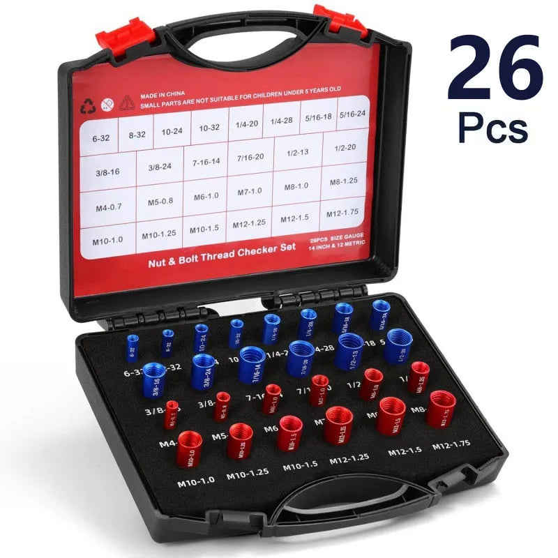 44Pcs Alloy Nut and Bolt Thread Inspector Charge
