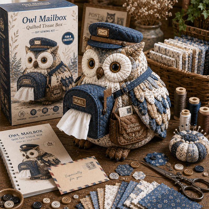 Wise Owl Quilted Tissue Box DIY Sewing Kit