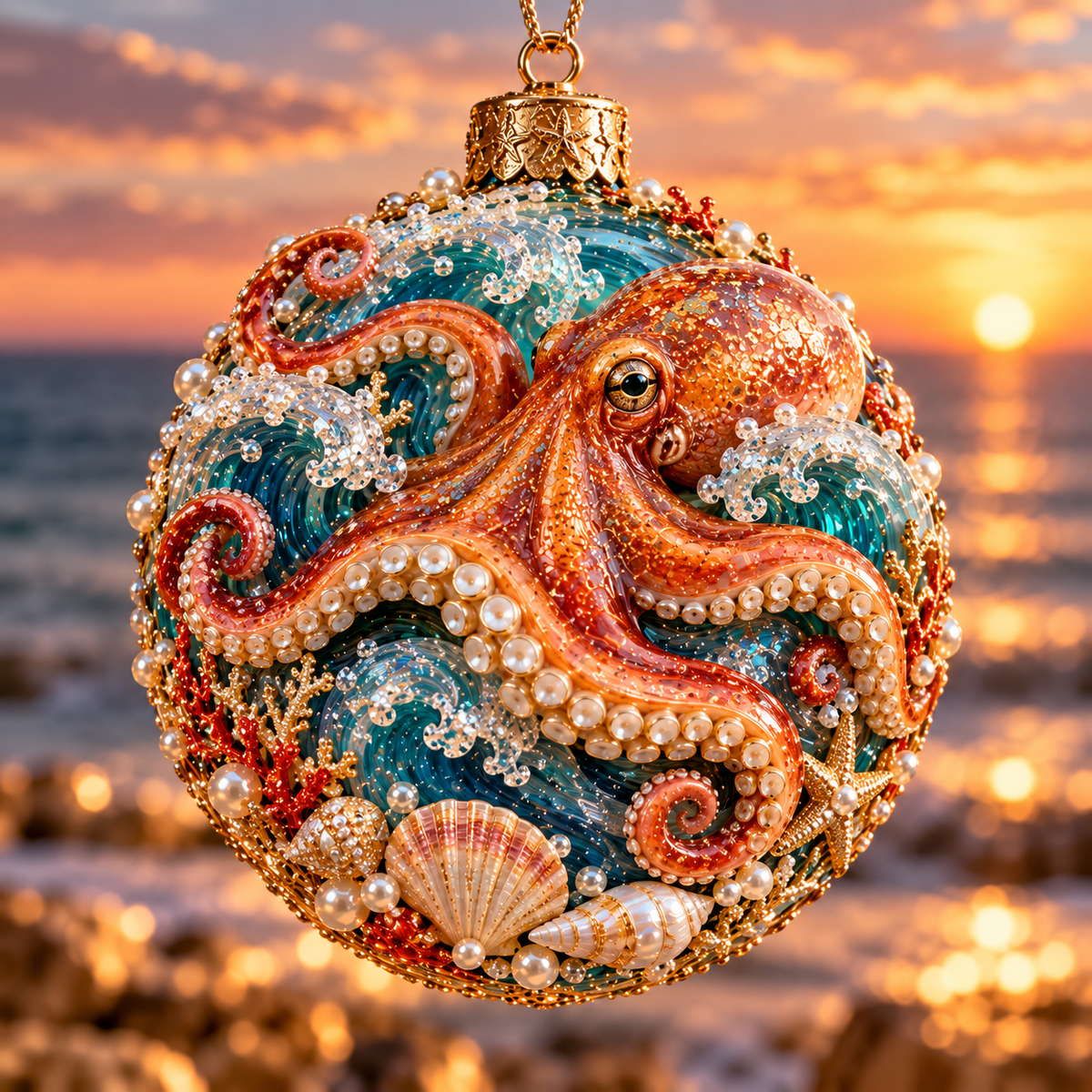 Coastal Christmas Ocean Legends 3D Marine Life Ornament Collection