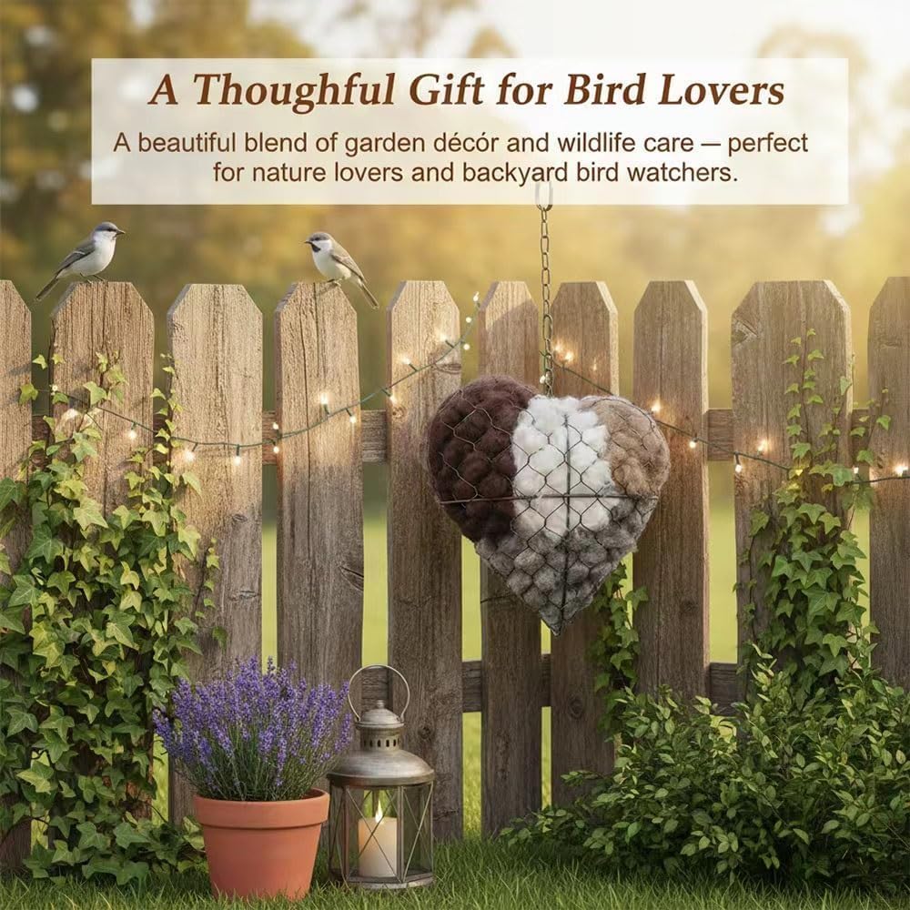 Handmade Alpaca Fiber Bird Nesting Heart