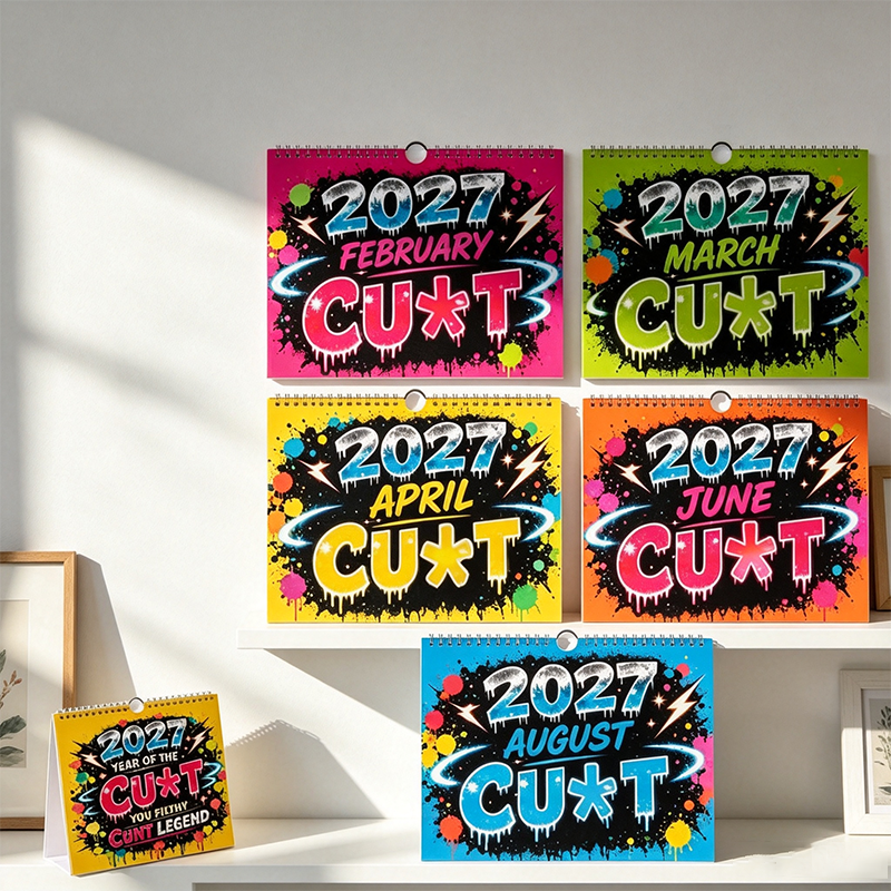 2027 Year of the Cu t Wall Calendar Bold Graffiti Humor Calendar