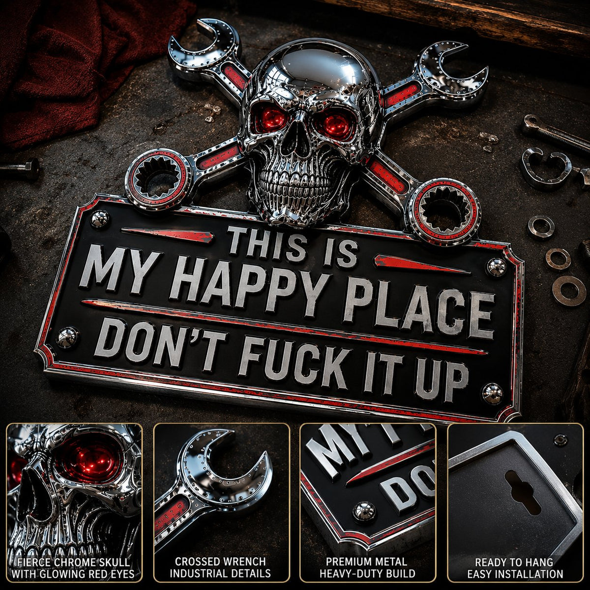 "This Is My Happy Place" Garage Wall Sign