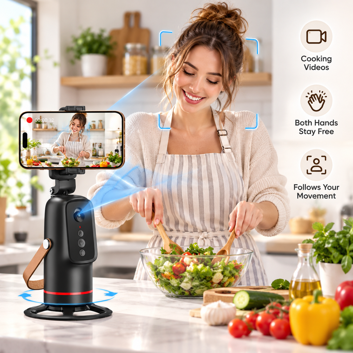 360 Auto Face Tracking Phone Holder Gesture Control Hands-Free Vlogging Stand