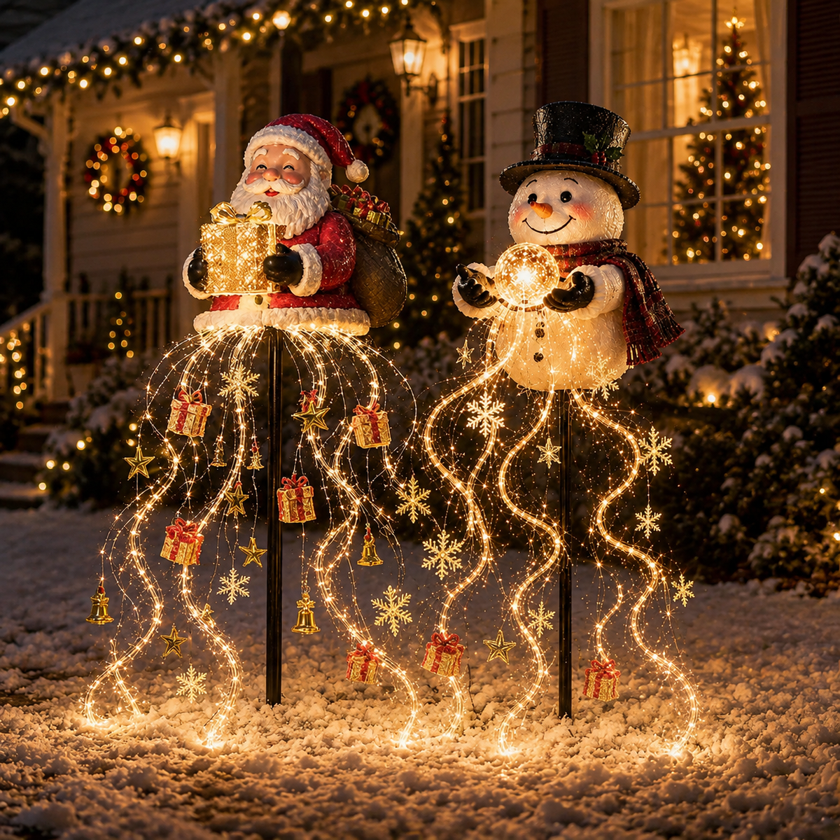 Santa s Golden Gift Fountain Light