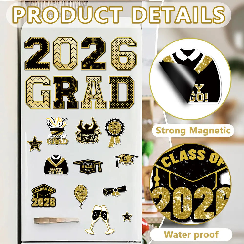 20 Pcs Graduation Magnets 2026 Cruise Door Car Magnets Congrats Grad Cap Magnetic Decorations for Refrigerator Garage