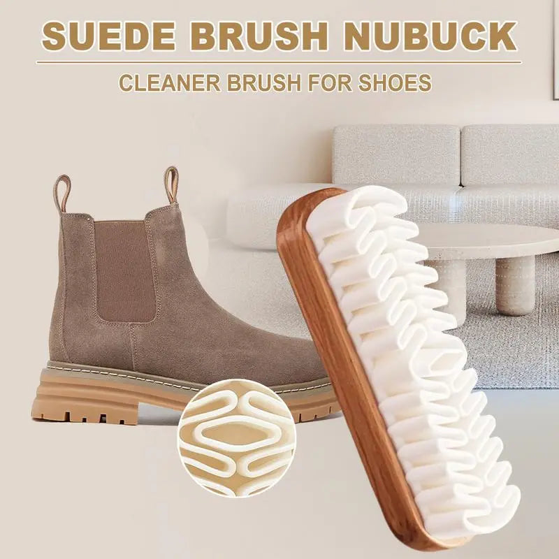2-in-1 Suede Shoe Brush TPR Crepe Bristles for Nubuck, Boots, Jackets & Leather Care