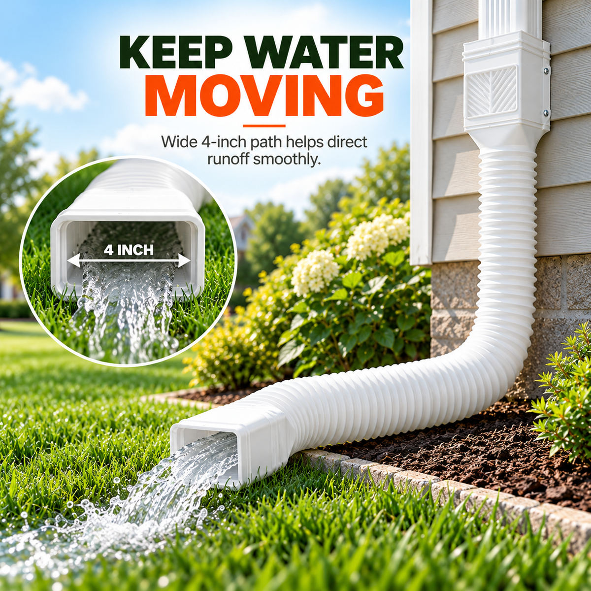 Universal Flexible Gutter Downspout Extension Set (2-Pack) 1.5M Foundation Protection