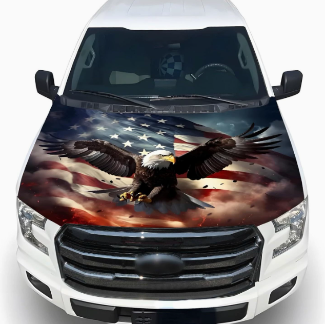 Patriotic American Flag Car Hood Cover