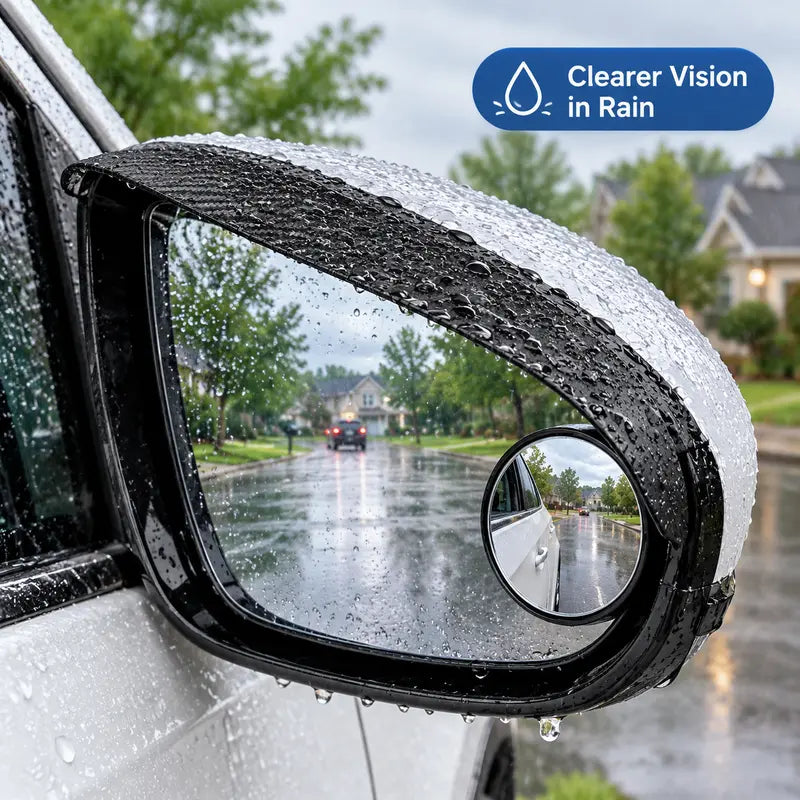 2-Pack Car Side Mirror Rain Visors with 360 Blind Spot Mirrors Clearer View for Safer Driving