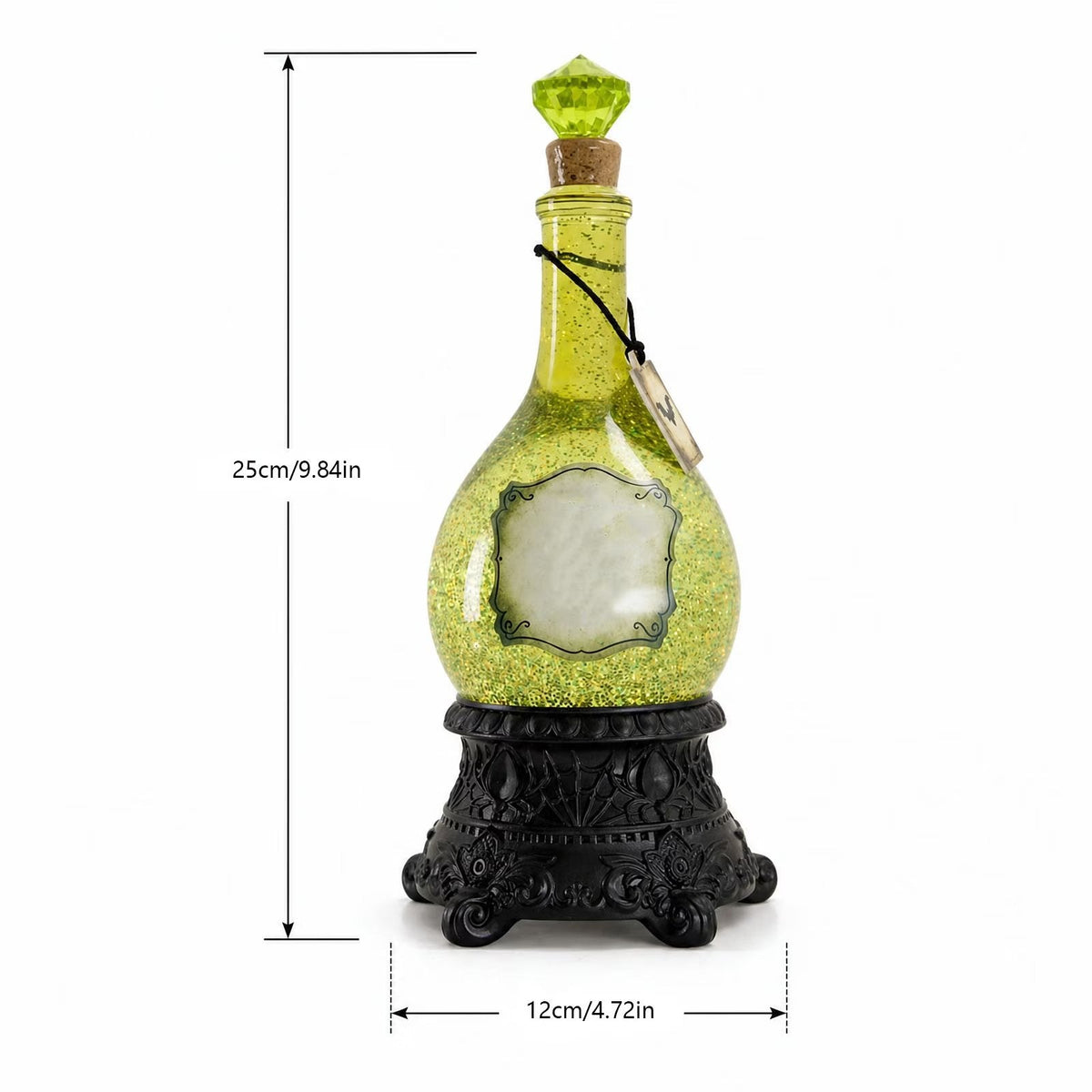 Lighted Witches Brew Poison Bottle Glitter Globe