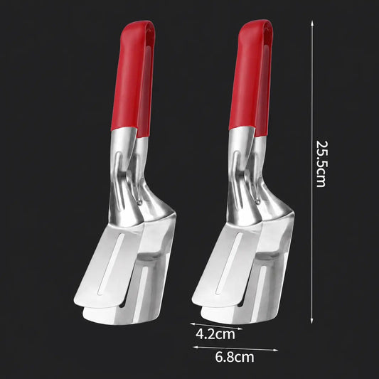 2-in-1 Spatula Tongs Grip, Flip, Drain & Serve with Ease