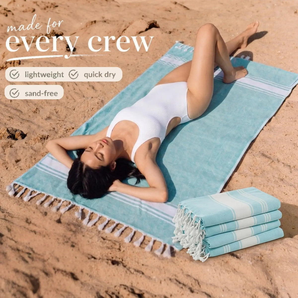 Summer Lightweight XL Flat-Weave Beach Towel