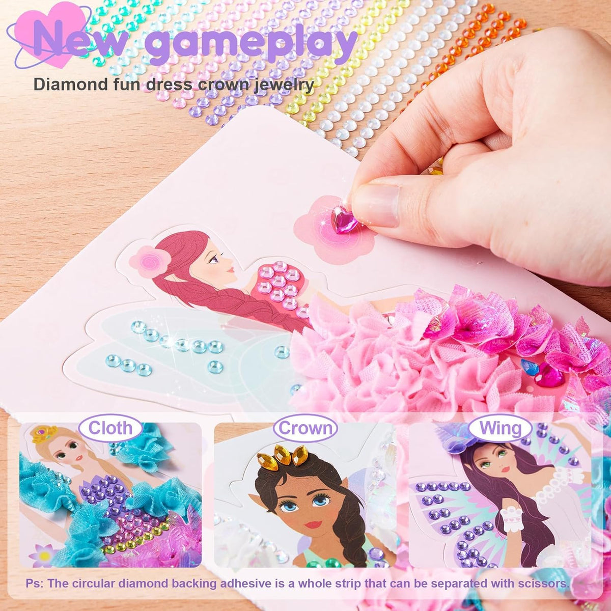 Poke-in 4-in-1 Diamond Painting Kits & Art Magic Princess Craft Kit Stuffers Watercolor DIY Gifts for Girls Handicraft
