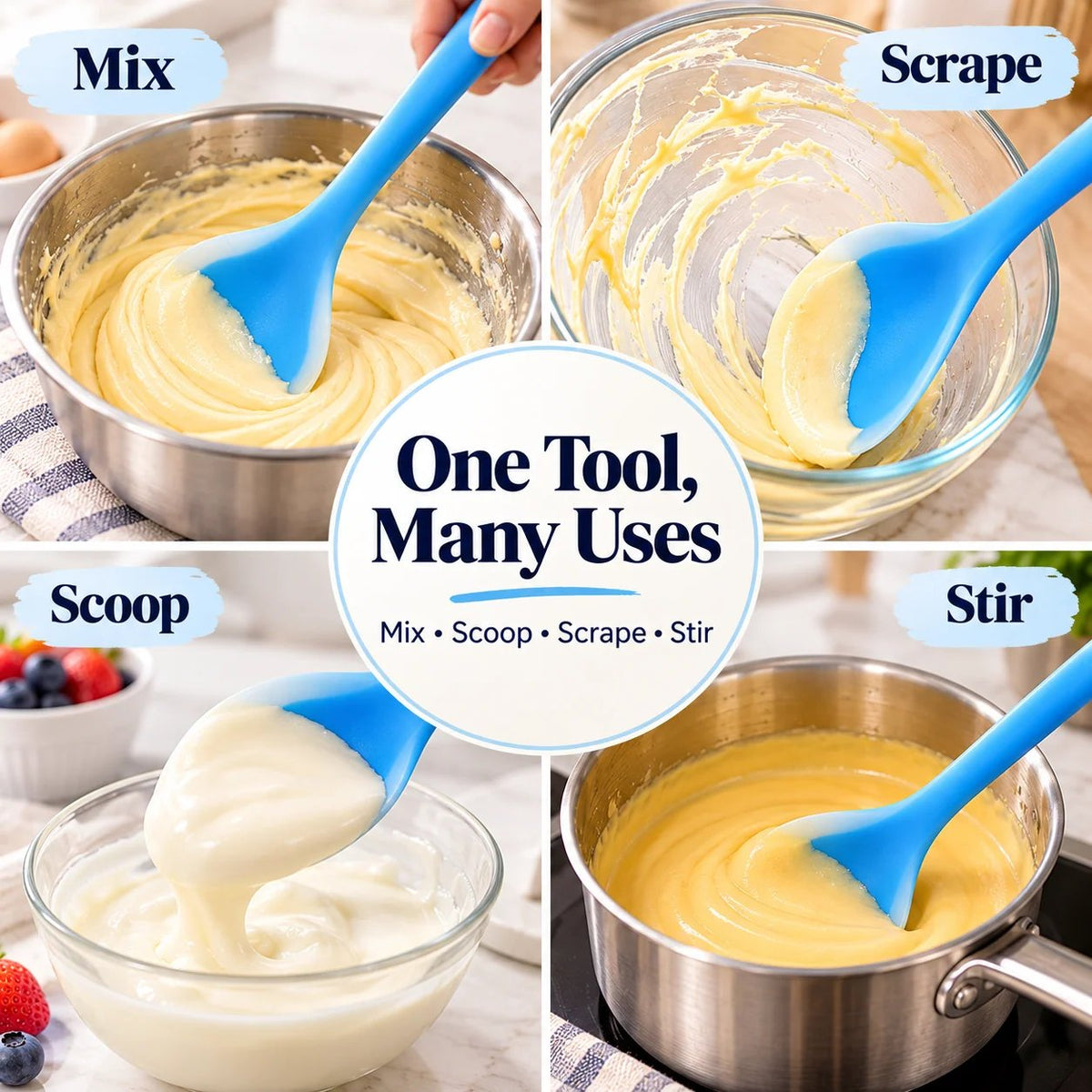 2-in-1 Silicone Scraper Spoon Flexible Edge for Easy Scooping