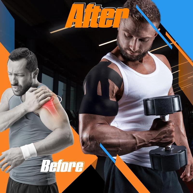 Pre-Cut Shoulder Kinesiology Tape (Multi-Color Pack) - Instant Pain Relief & Rotator Cuff Support