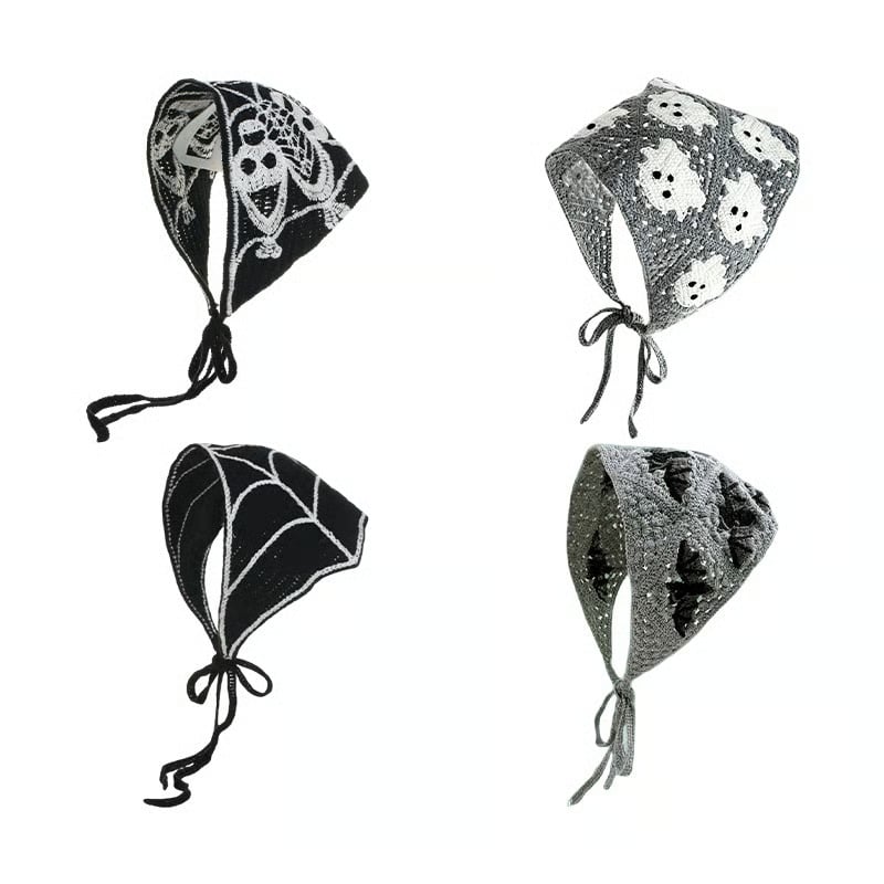Halloween Spider Web Knit Headscarf