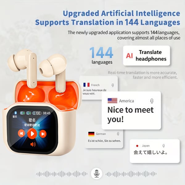 Wireless Bluetooth Translation Earphone With LED display screen(Fit iOS & Android)