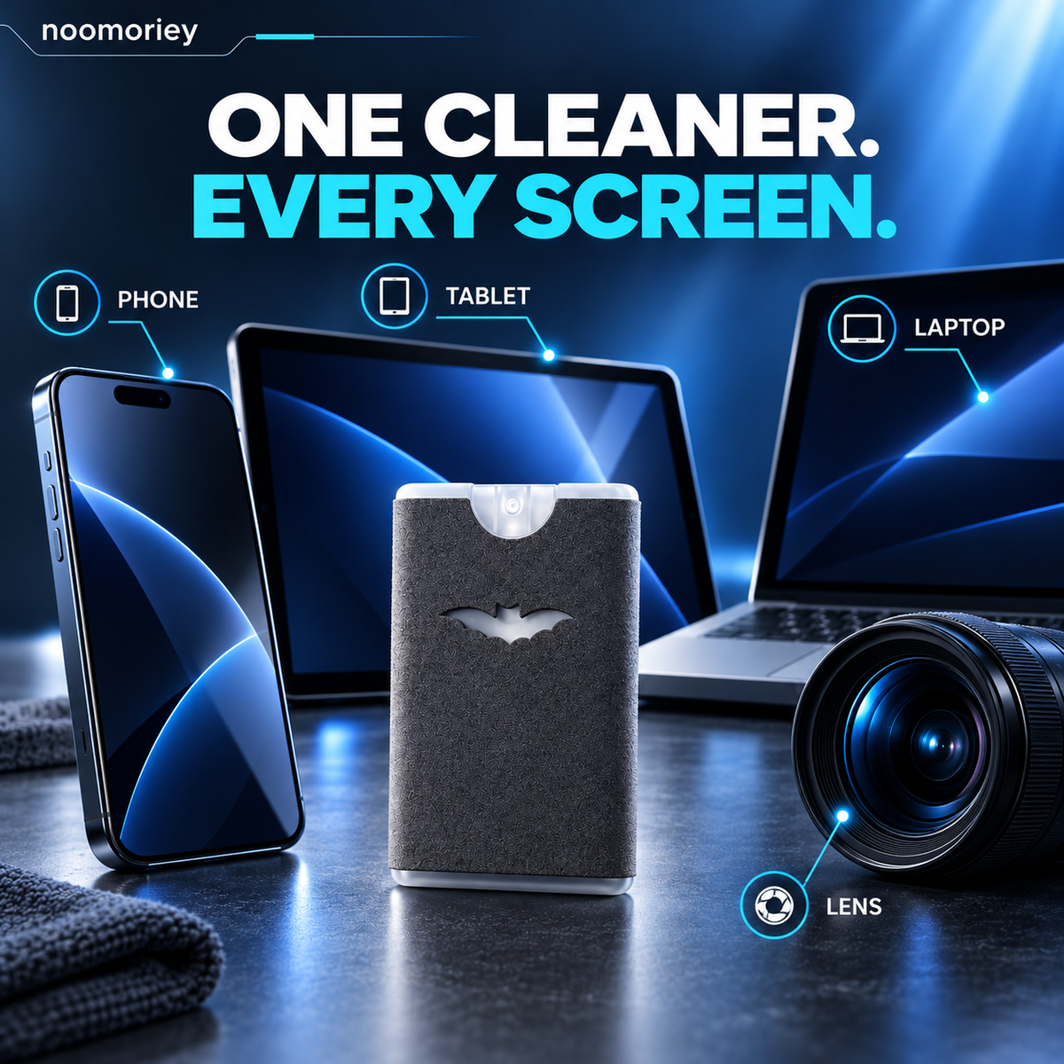 2-in-1 Portable Screen Cleaner Spray & Microfiber Cloth