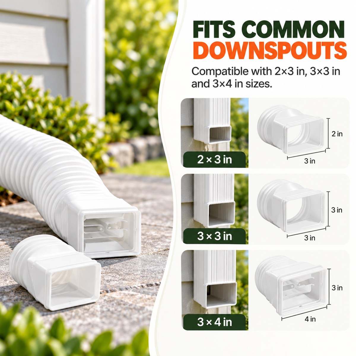 Universal Flexible Gutter Downspout Extension Set (2-Pack) 1.5M Foundation Protection