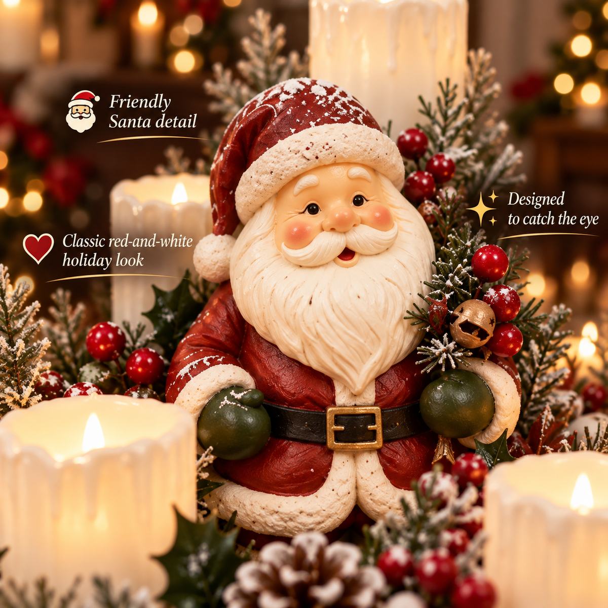 Christmas Santa Table Centerpiece Festive Winter Holiday Decor