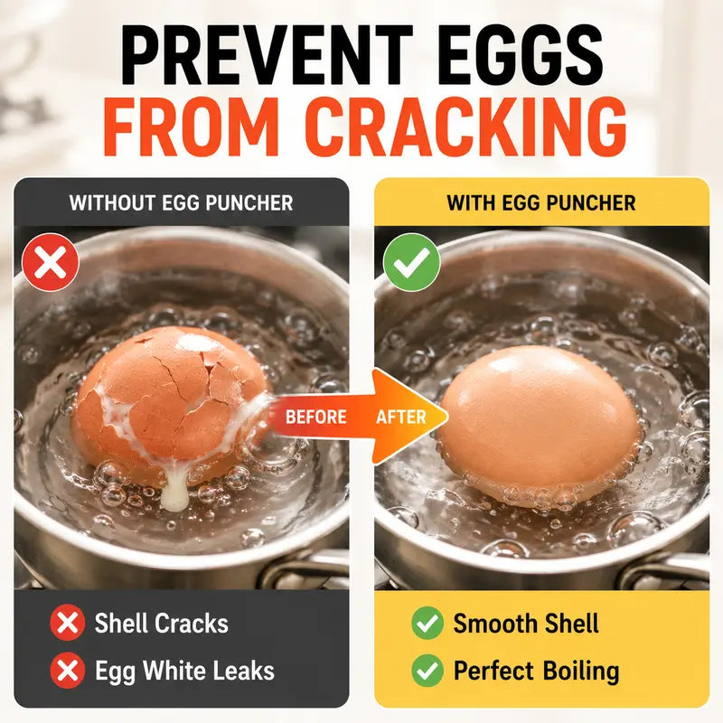 2-Pack Egg Piercer One-Press Stainless Steel Egg Pricker for Perfect Hard-Boiled Eggs