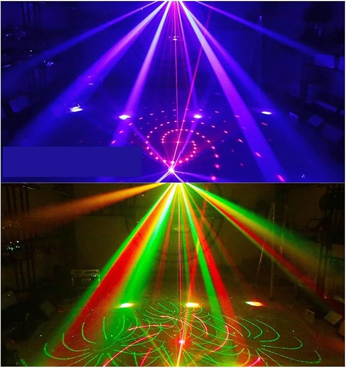 3-in-1 DJ Party Lights RGBW Derby Beam, Sound Activated + Remote