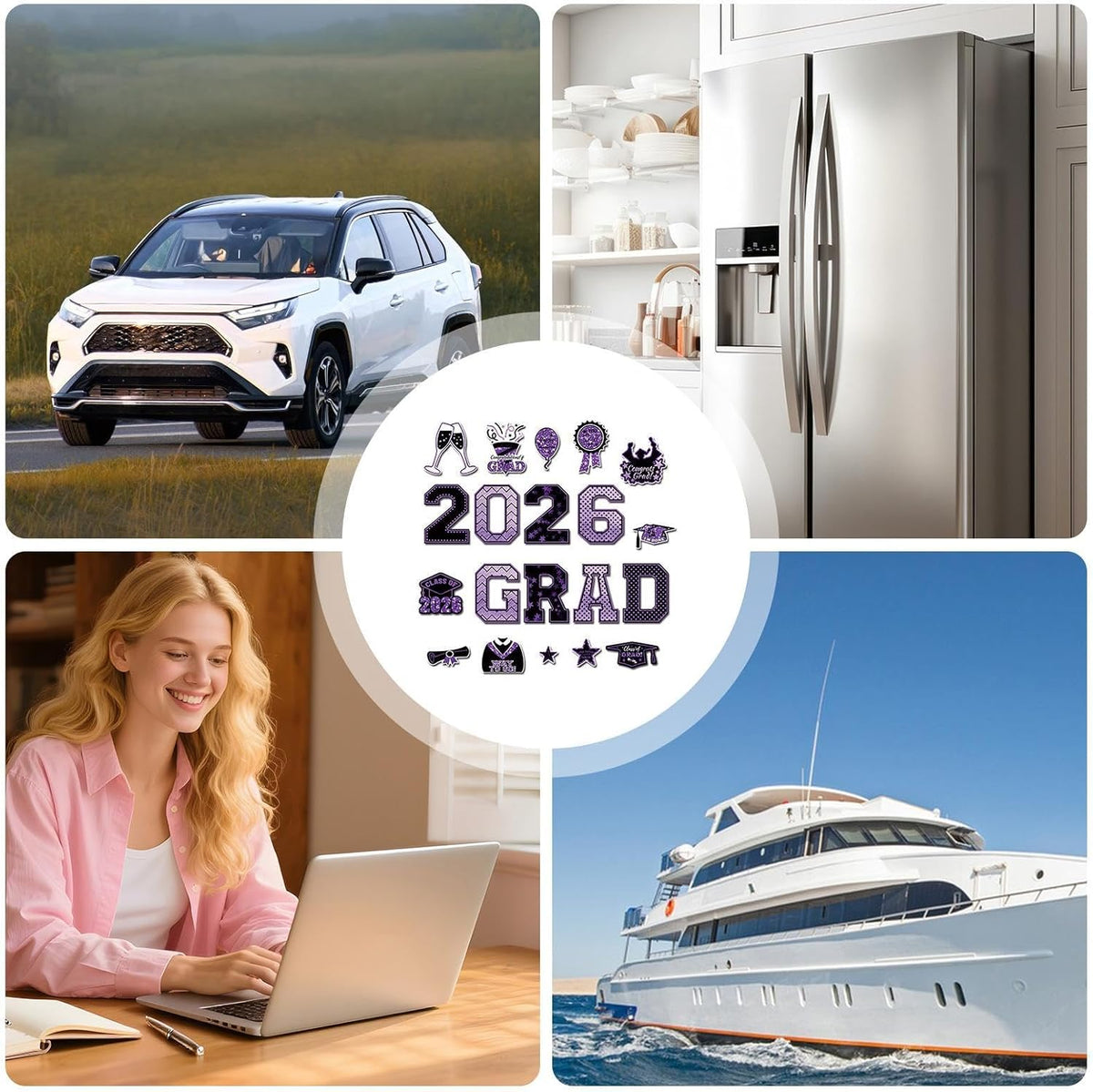 20 Pcs Graduation Magnets 2026 Cruise Door Car Magnets Congrats Grad Cap Magnetic Decorations for Refrigerator Garage