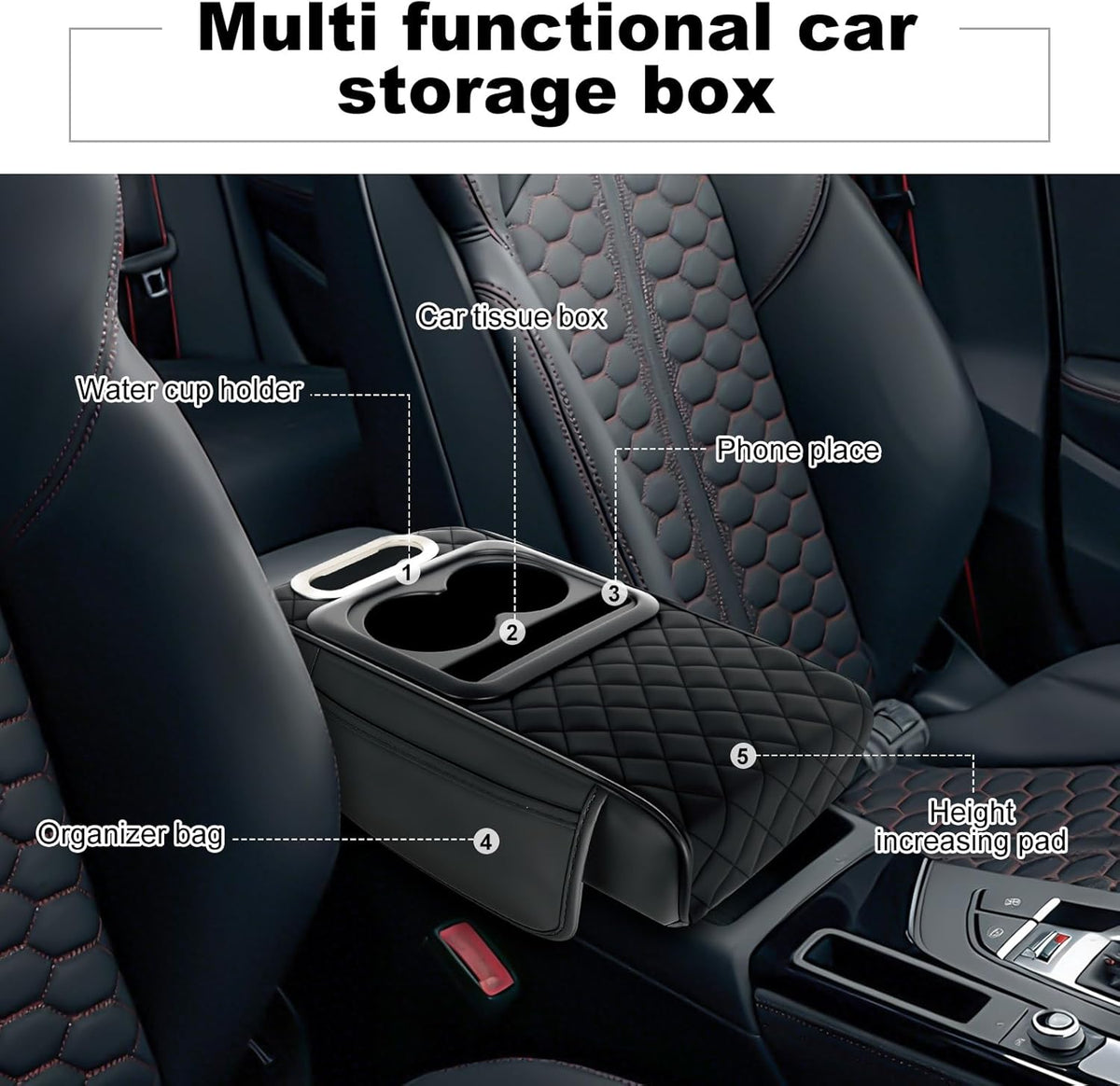 2026 Upgraded Model High-quality leather Multifunctional Car Armrest Cushion