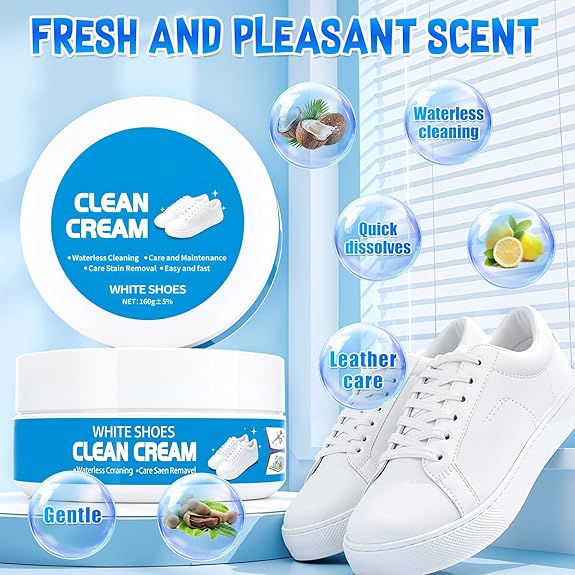 White Shoe Cleaner Cream | Multipurpose No-Wash Solid Comes with Sponge