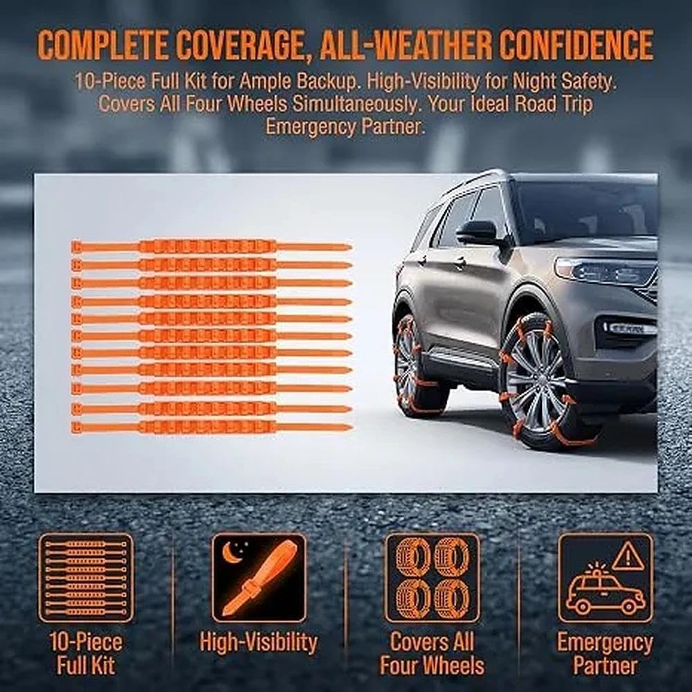 10 Pcs Winter Car Snow Chains Universal Anti-Skid Tire Chain