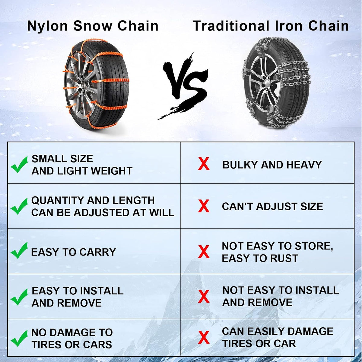 10 Pcs Winter Car Snow Chains Universal Anti-Skid Tire Chain