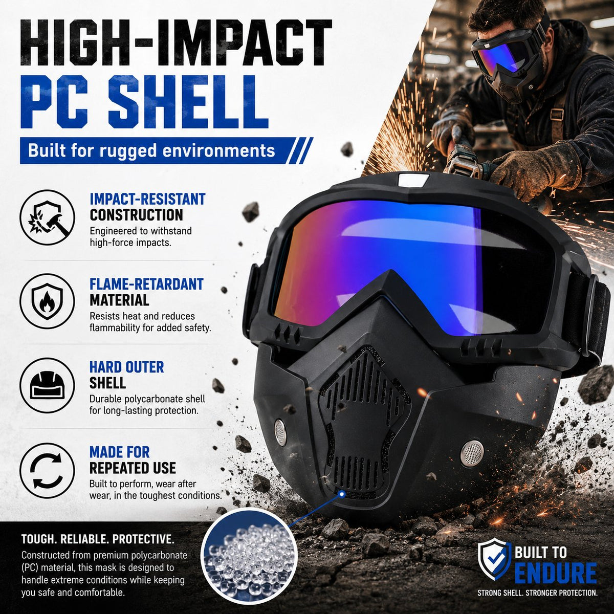 Multi-Functional Protective Face Mask - Auto-Darkening Welding Goggles