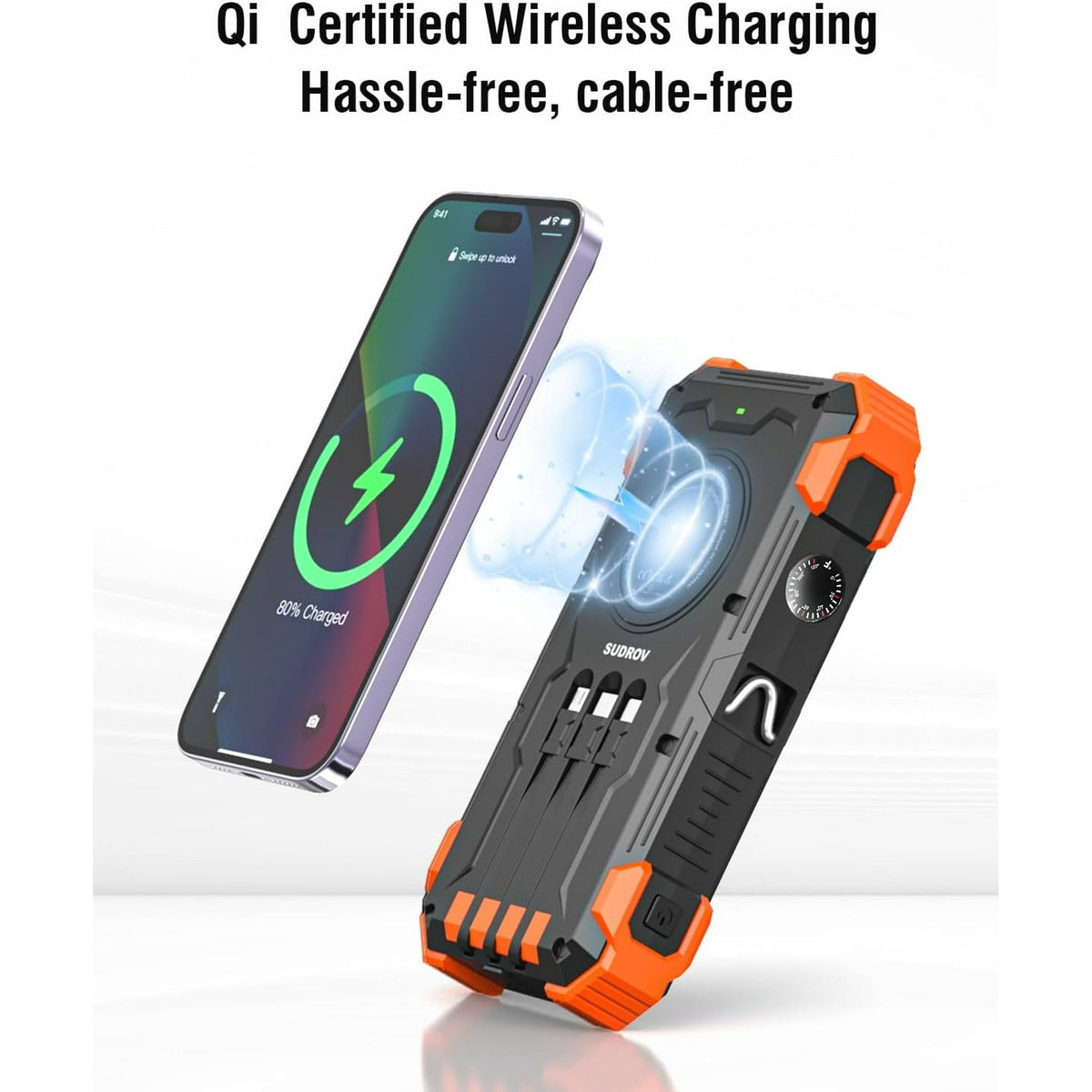 2026 Must-Have: Massive Capacity Power Bank for Emergency & Survival 49800mAh Solar Charger Power Bank with 4 Cables