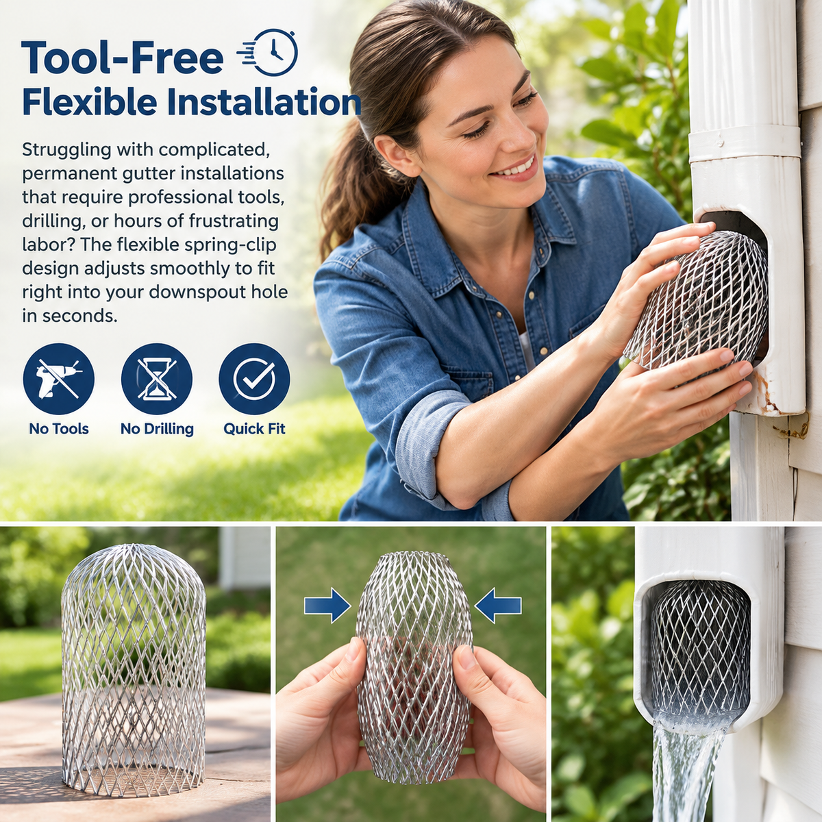 2PCS Aluminum Alloy Gutter Guard Filter, Roof Rain Gutter Downspout Strainer