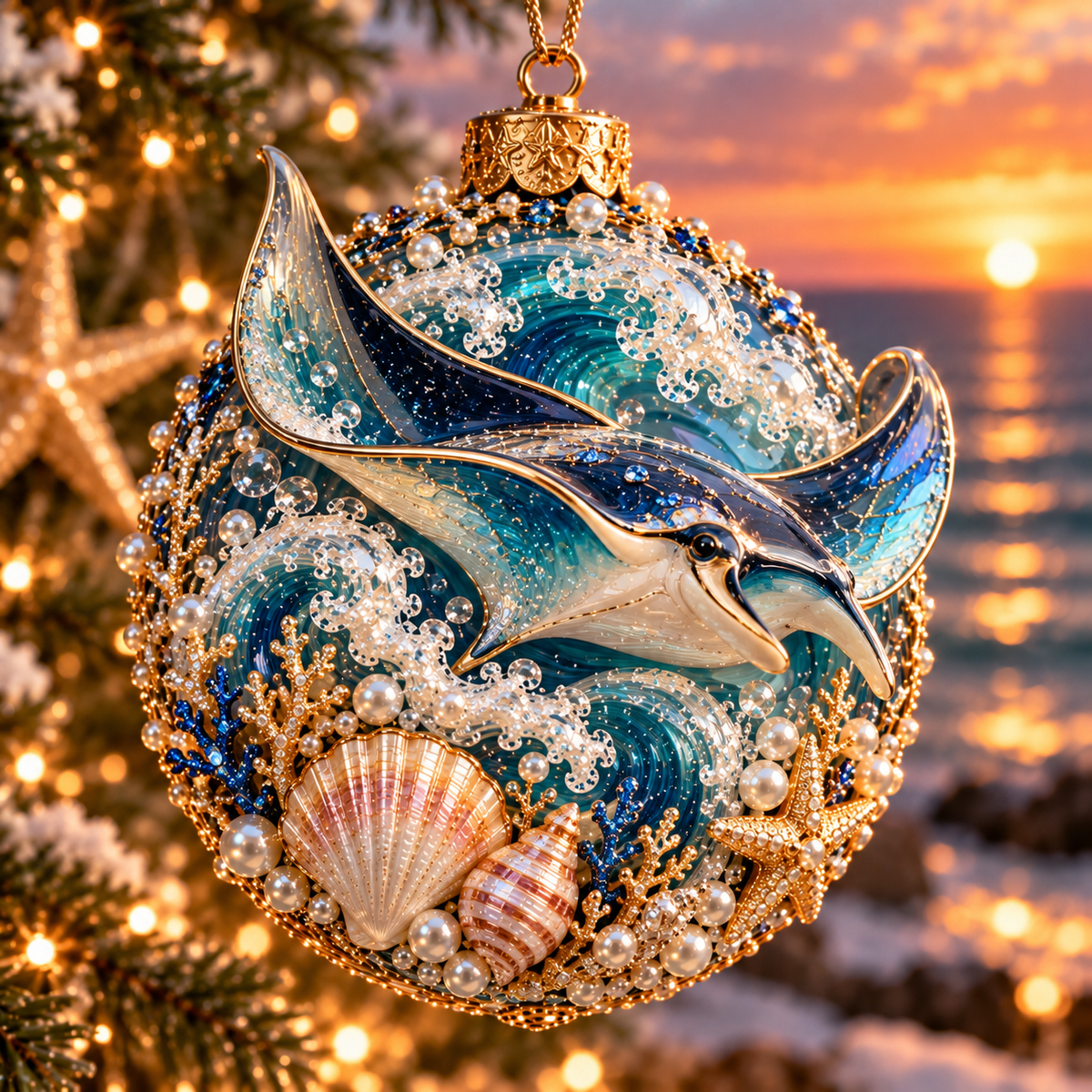 Coastal Christmas Ocean Legends 3D Marine Life Ornament Collection