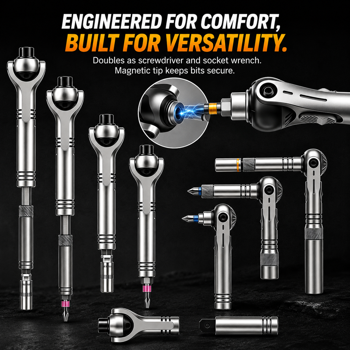 40 in 1 Ratchet Screwdriver Set, 60-Tooth Magnetic Ratcheting Screwdriver Set with 180 Rotating Ratchet Head