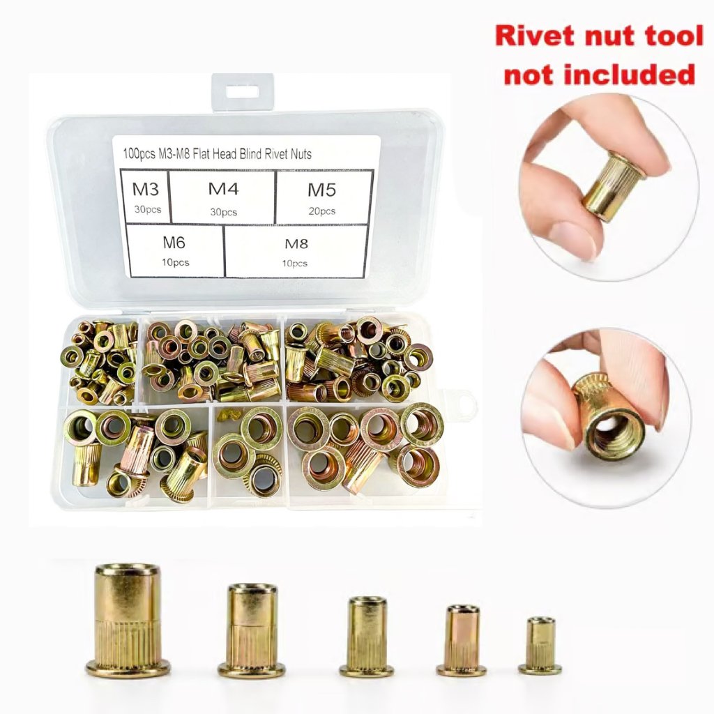 Head Rivet Nut Tool, M3 M4 M5 M6 M8 M10 Rivnut Kit