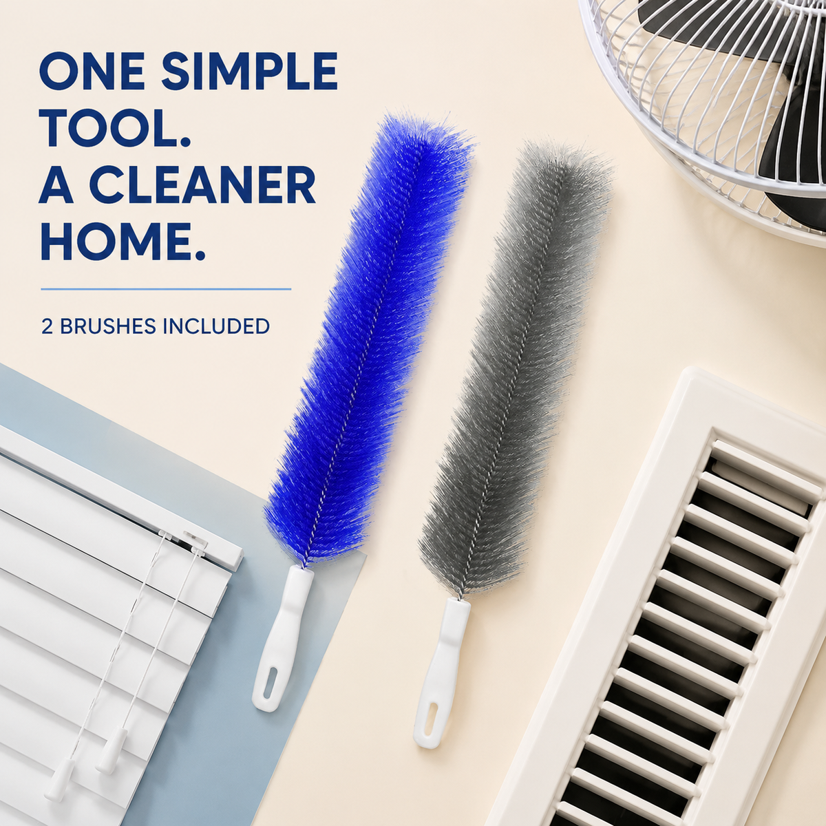 Flexible Microfiber Fan Duster Brushes Reusable Cleaning Tools (2/4 Pack)