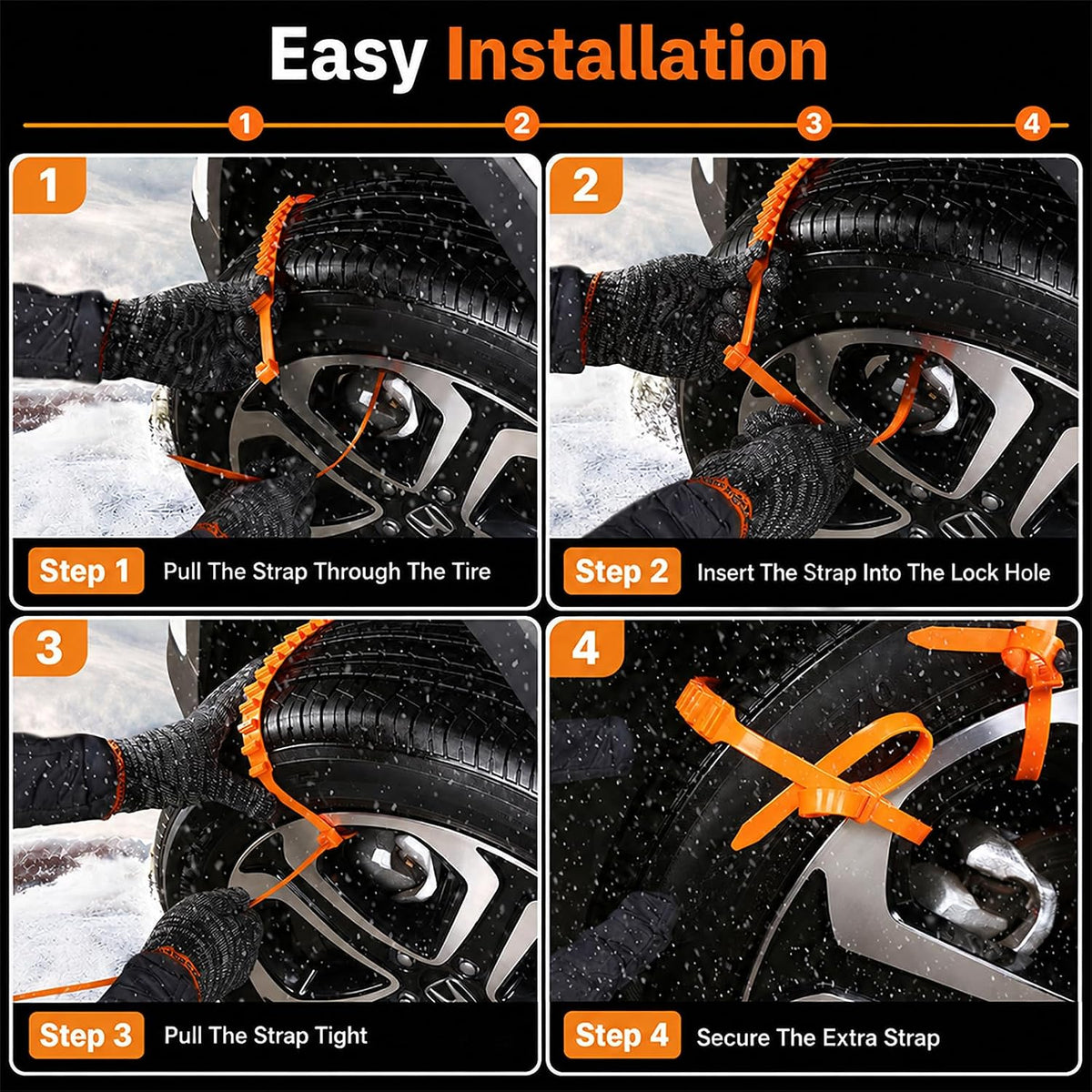 10 Pcs Winter Car Snow Chains Universal Anti-Skid Tire Chain