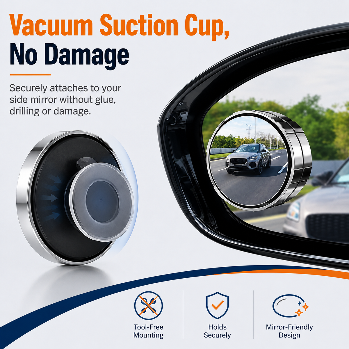 2-Pack Blind Spot Mirrors 360 Adjustable Wide-Angle Rearview Safety Mirrors