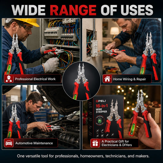 16-in-1 Electrical Pliers with Voltage Tester - Heavy-Duty Wire Stripper for Pros & DIYers!