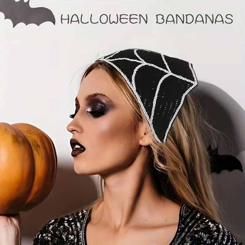 Halloween Spider Web Knit Headscarf
