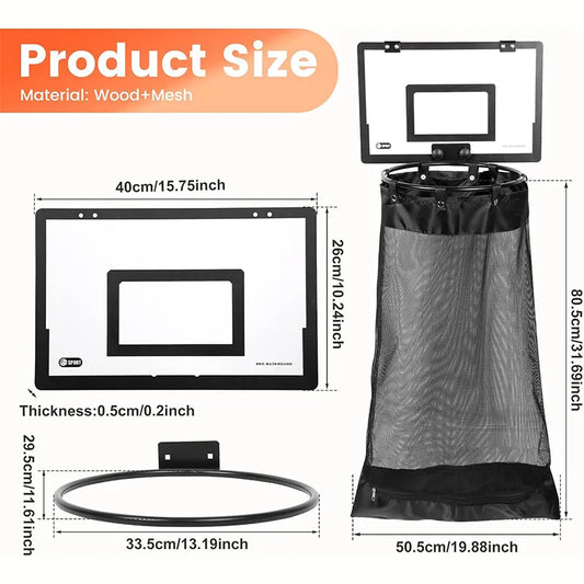 2-in-1 Door Hanging Laundry Basket with Basketball Hoop Fun & Functional Storage!